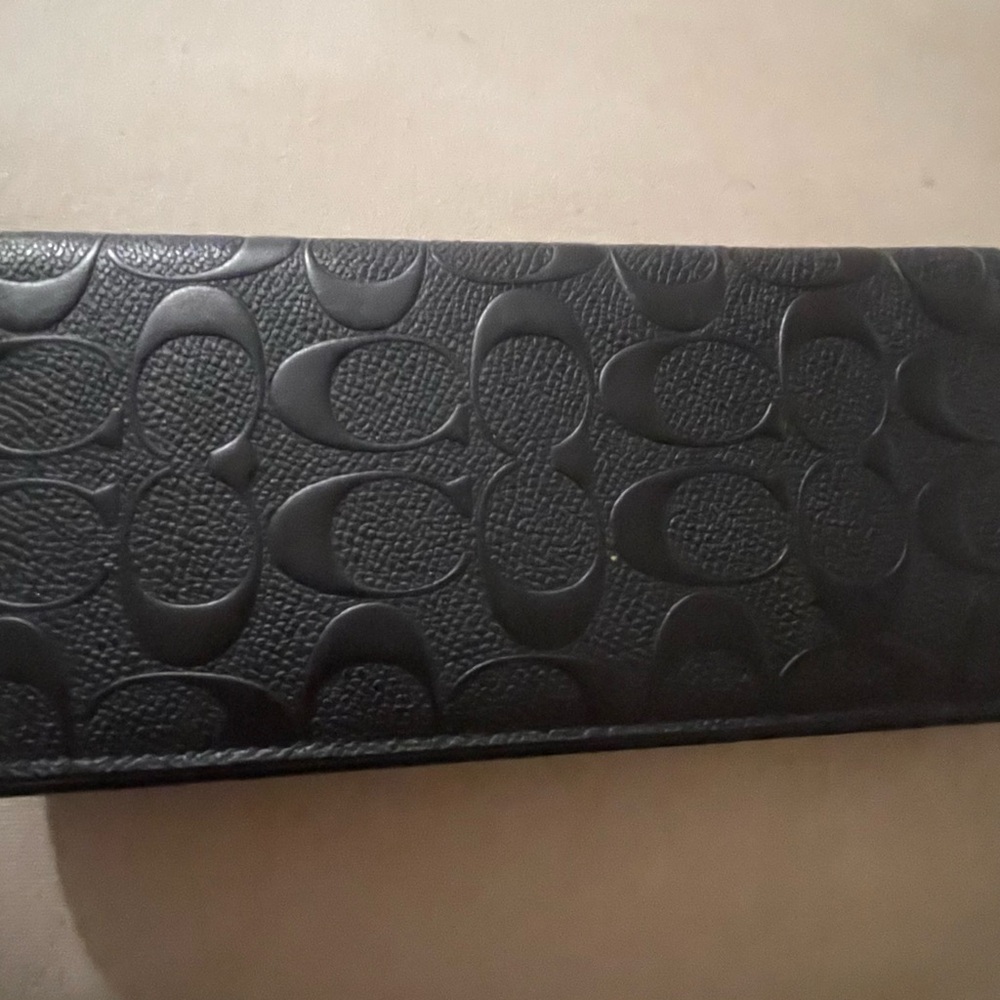 Black Embossed Coach checkbook Wallet